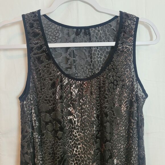 BKE Cheetah Print Velvet Burnout Tank Top Women's Sz Large Black Metallic Sheer - Picture 3 of 7